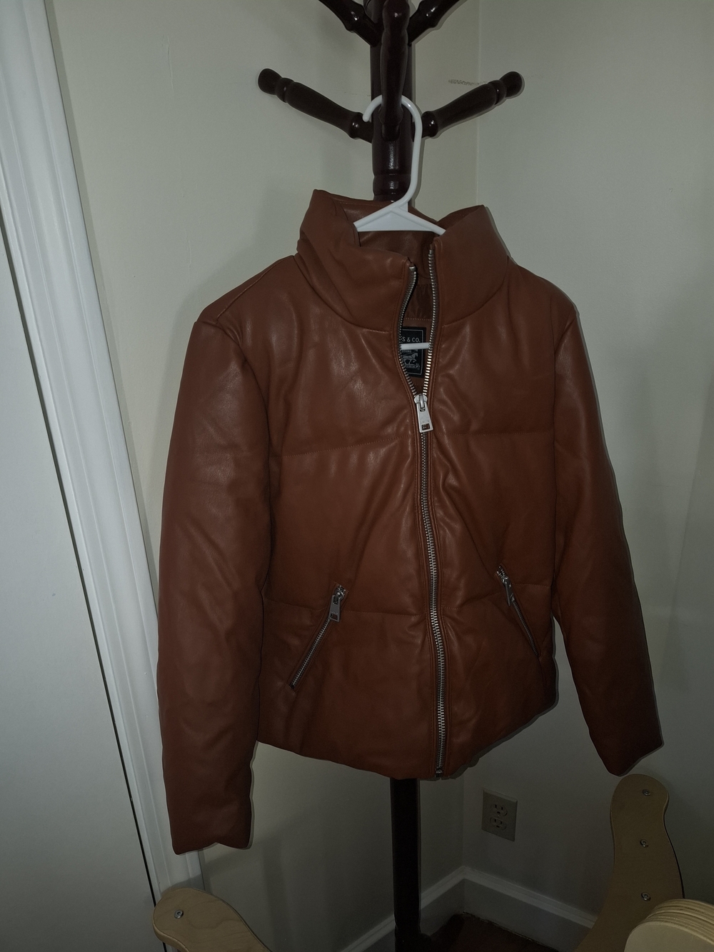Levi's Womens Faux Leather Puffer Jacket